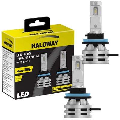 Par Lâmpada Haloway LED Fog H8 H11 H16 Luz Branca 6500K 12,5W